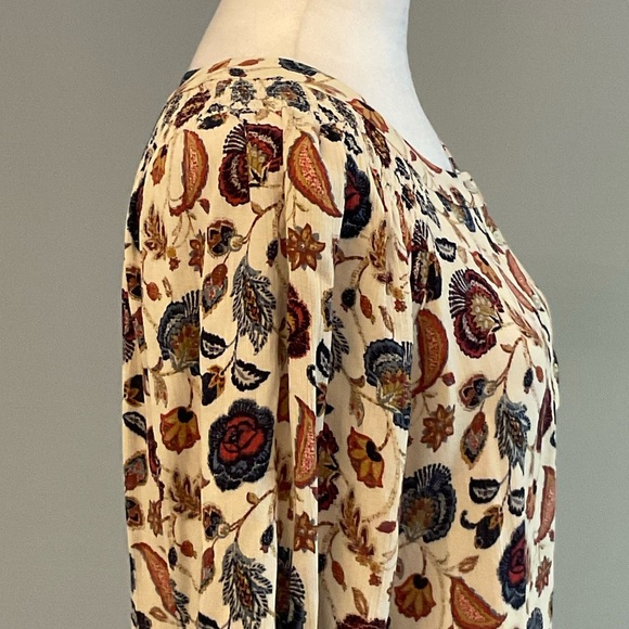 Olivia Grey Medium Long Sleeve Blouse Shirred Shoulders Rayon Fall Colors NWT - Picture 9 of 16